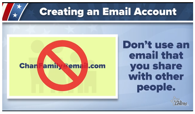 Creating an email account screen